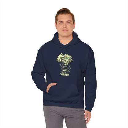 Custom Designed Heavy Blend™ Hooded Sweatshirt Skeletal Hand Gripping Stack of 100's front Printify