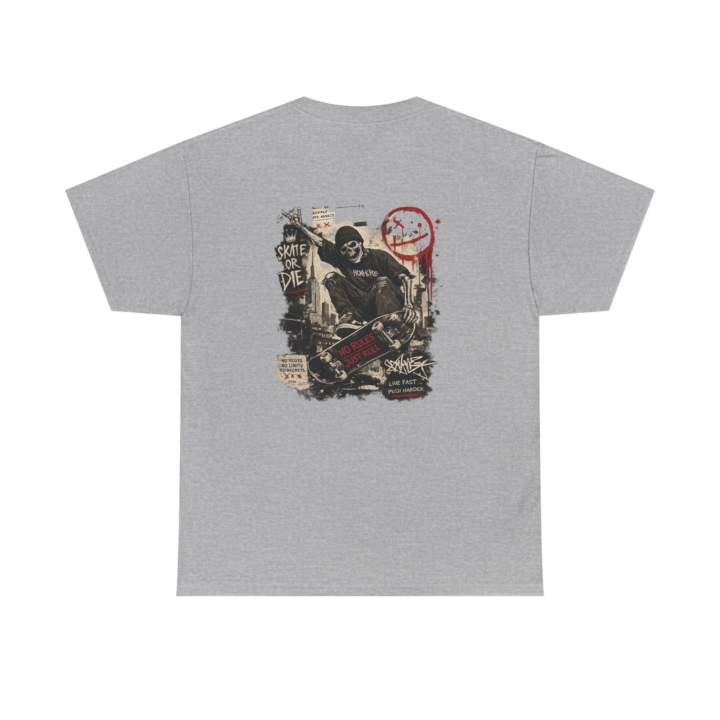 Grim Reaper Skateboard Graphic Tee – Vintage Punk Skate Shirt Printify