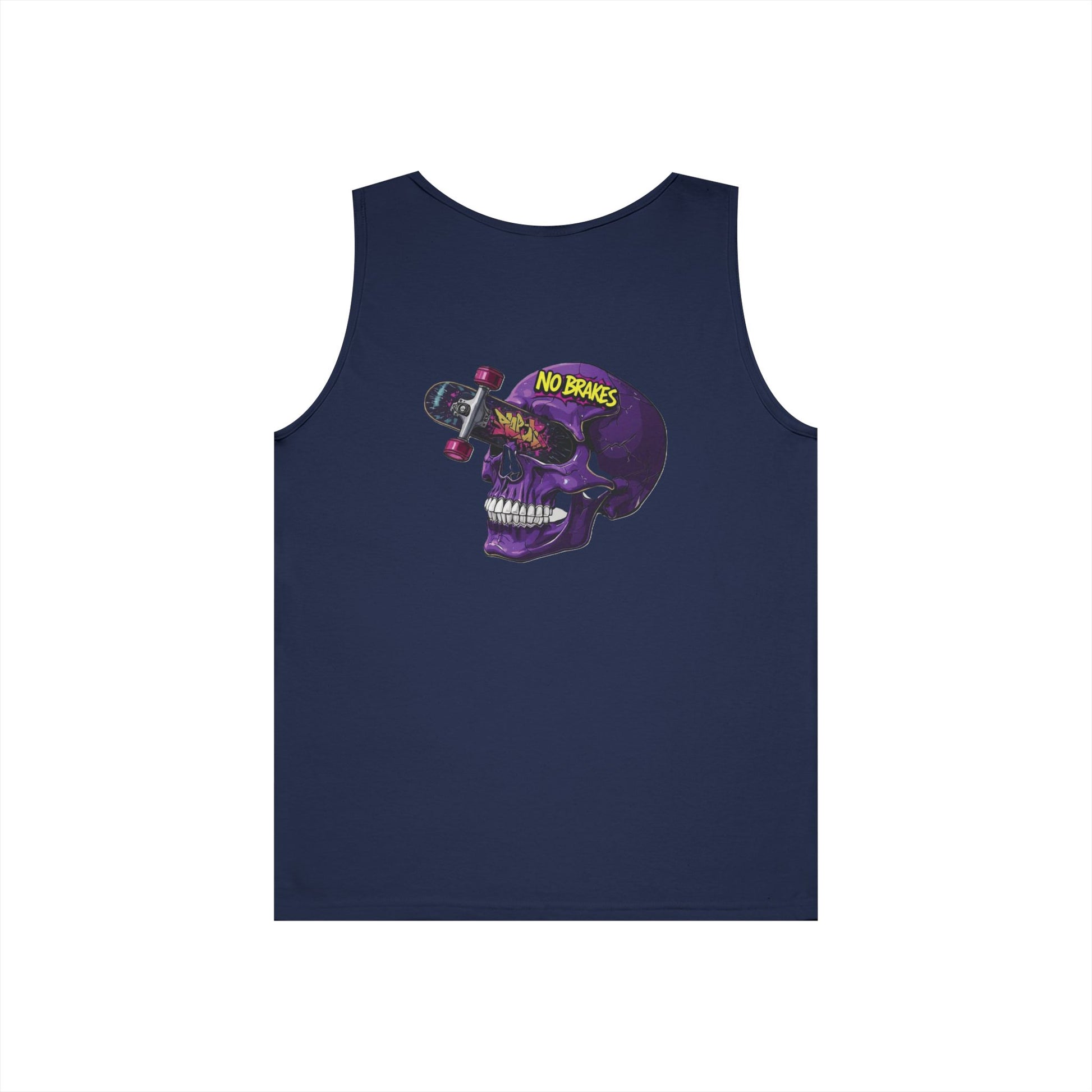 Skate Skull Tank Top – "No Brakes" Graphic Sleeveless Tee Printify