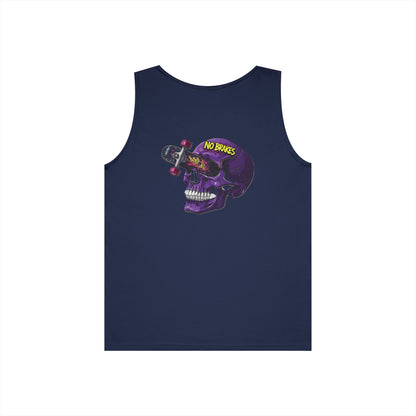 Skate Skull Tank Top – "No Brakes" Graphic Sleeveless Tee Printify
