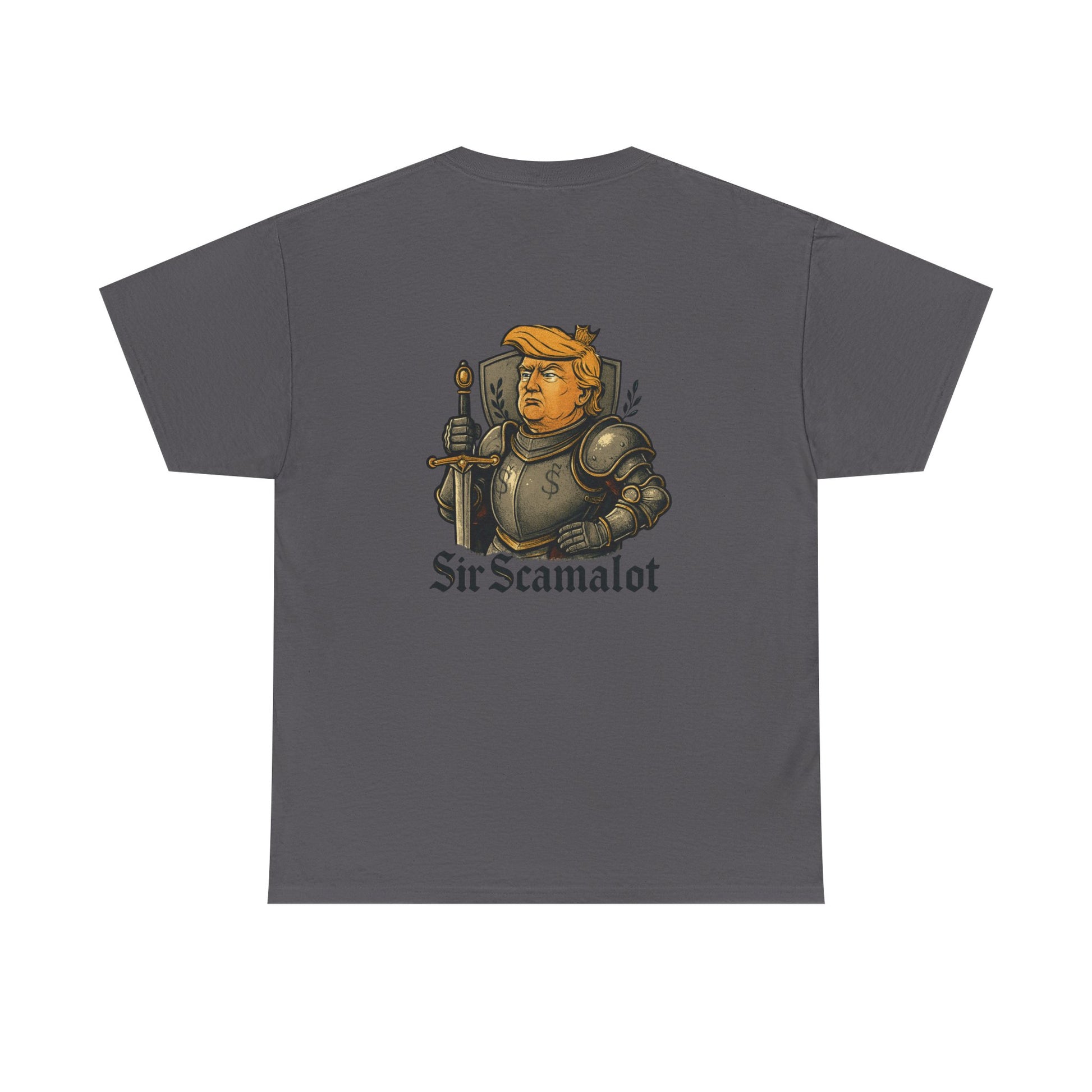 T-Shirt — "Sir Scamalot" Knight Satire Graphic Tee Printify