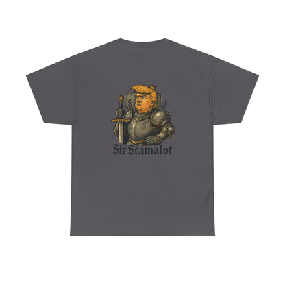 T-Shirt — "Sir Scamalot" Knight Satire Graphic Tee Printify