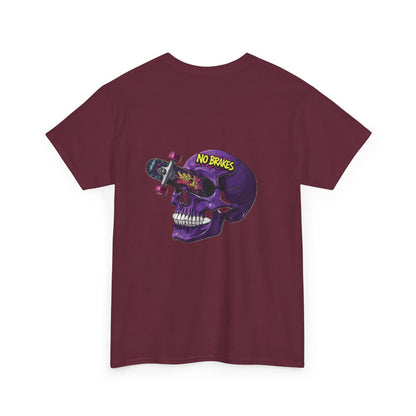 Skull Skateboard Tee — "No Brakes" Graphic Cotton Shirt Printify