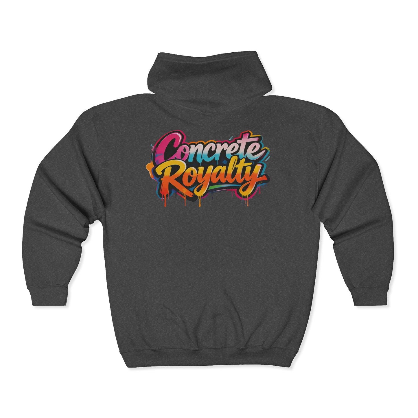 Concrete Royalty Zip Hoodie – Colorful Graffiti Streetwear Printify