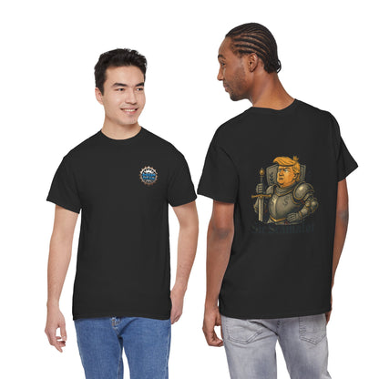 T-Shirt — "Sir Scamalot" Knight Satire Graphic Tee Printify