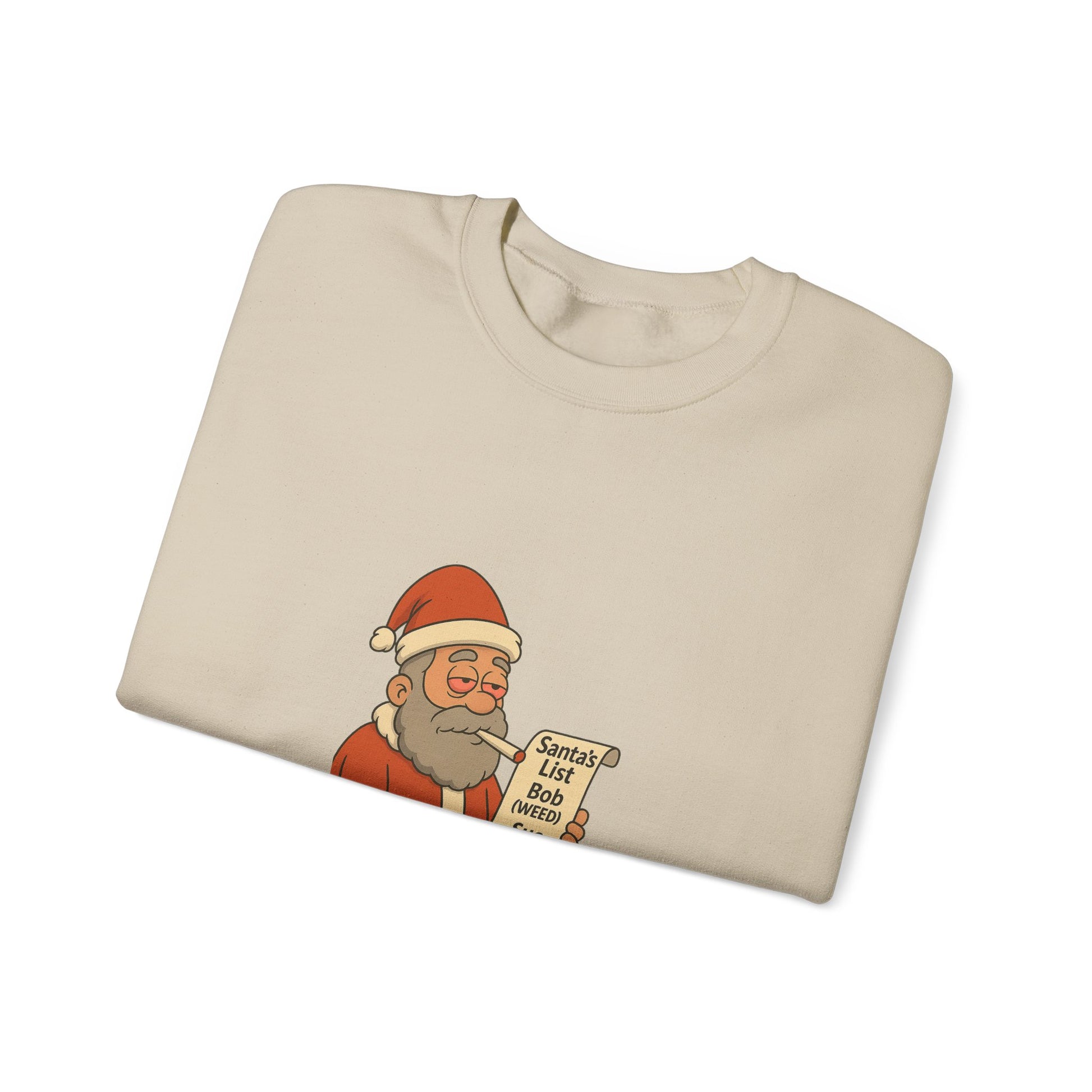 Santa Smoking Weed Holding Naughty & Nice List Crewneck Sweatshirt Printify