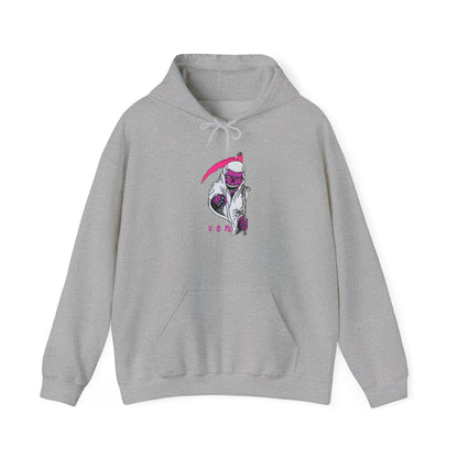 Hoodie — Pink Grim Reaper Illustration "UOme" Streetwear Pullover Printify