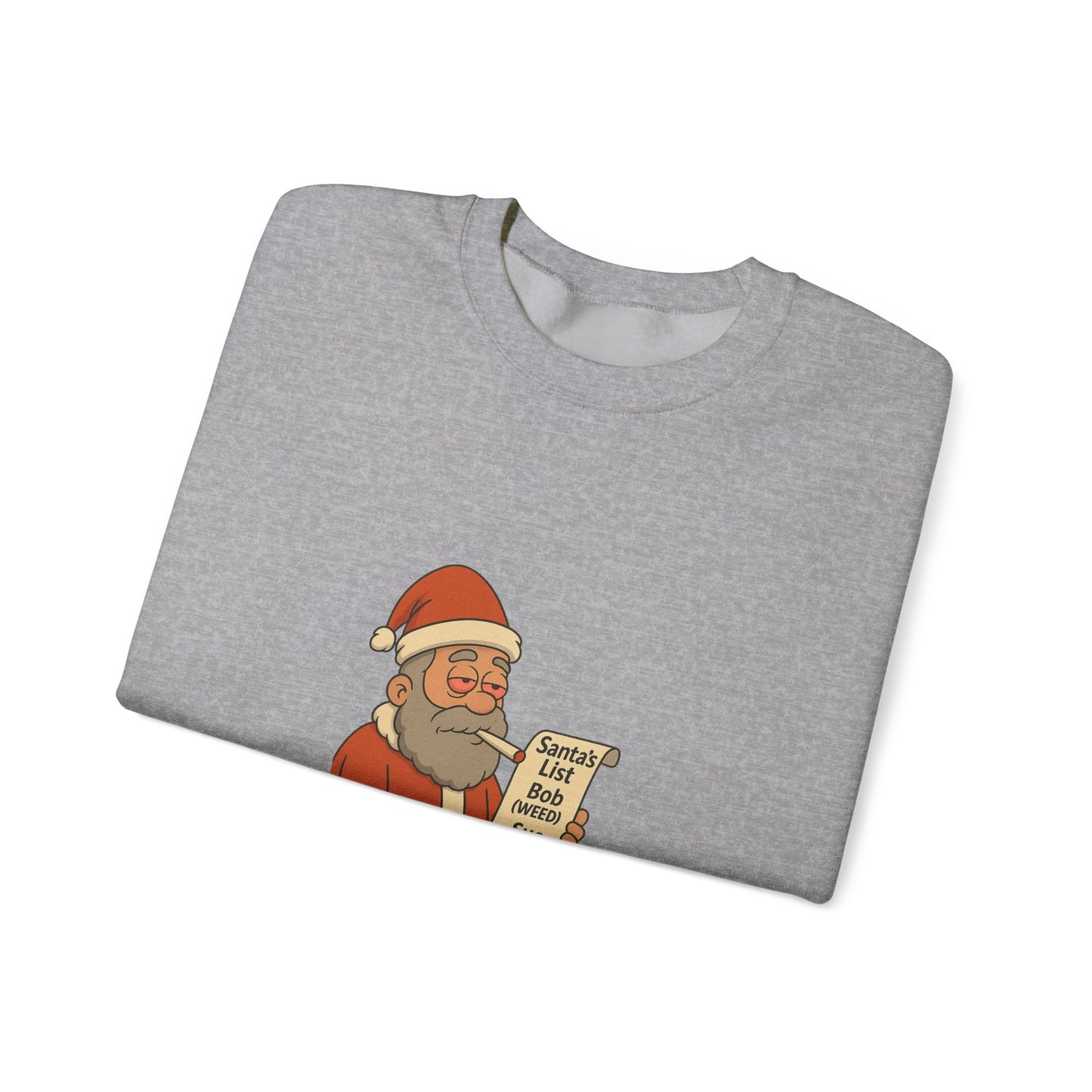 Santa Smoking Weed Holding Naughty & Nice List Crewneck Sweatshirt Printify