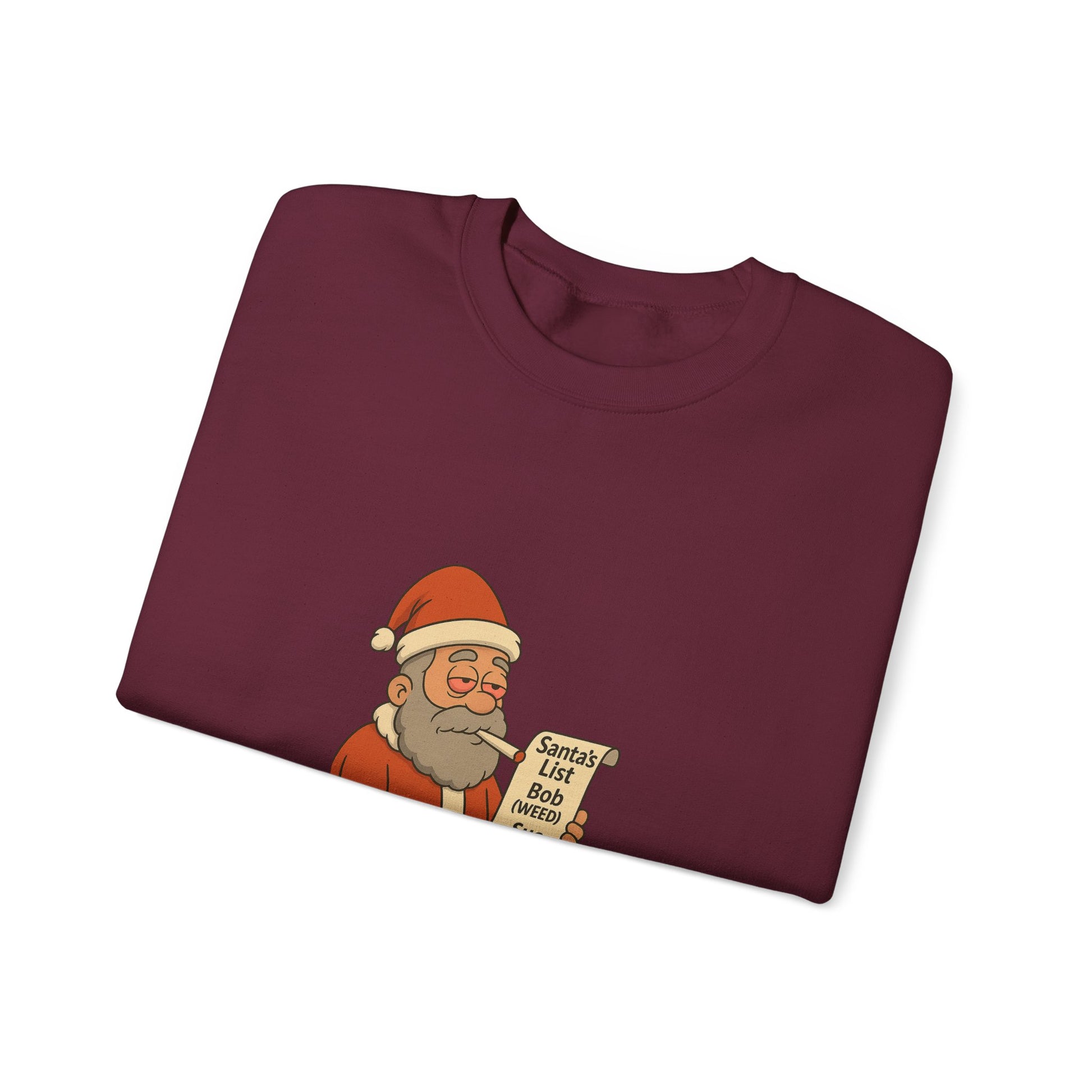 Santa Smoking Weed Holding Naughty & Nice List Crewneck Sweatshirt Printify