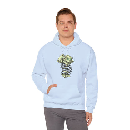 Custom Designed Heavy Blend™ Hooded Sweatshirt Skeletal Hand Gripping Stack of 100's front Printify
