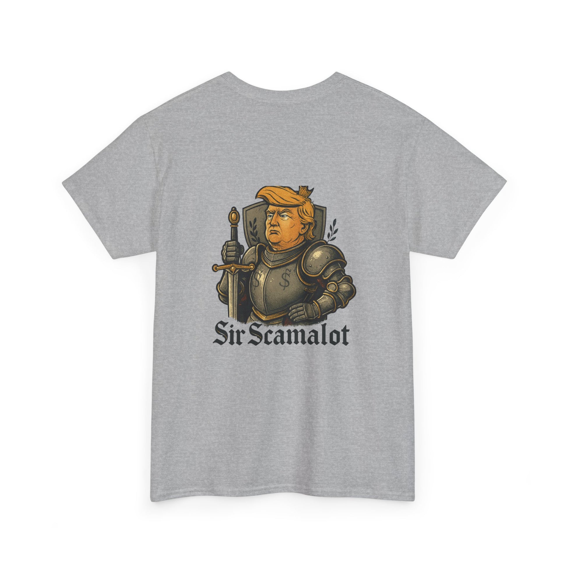 T-Shirt — "Sir Scamalot" Knight Satire Graphic Tee Printify