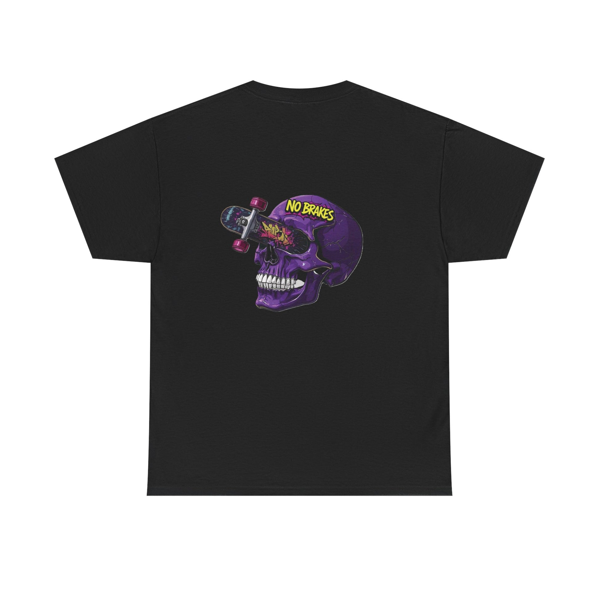Skull Skateboard Tee — "No Brakes" Graphic Cotton Shirt Printify