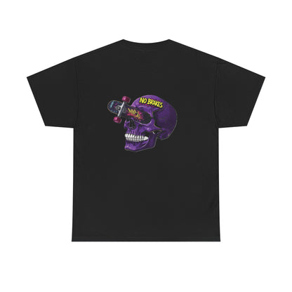 Skull Skateboard Tee — "No Brakes" Graphic Cotton Shirt Printify