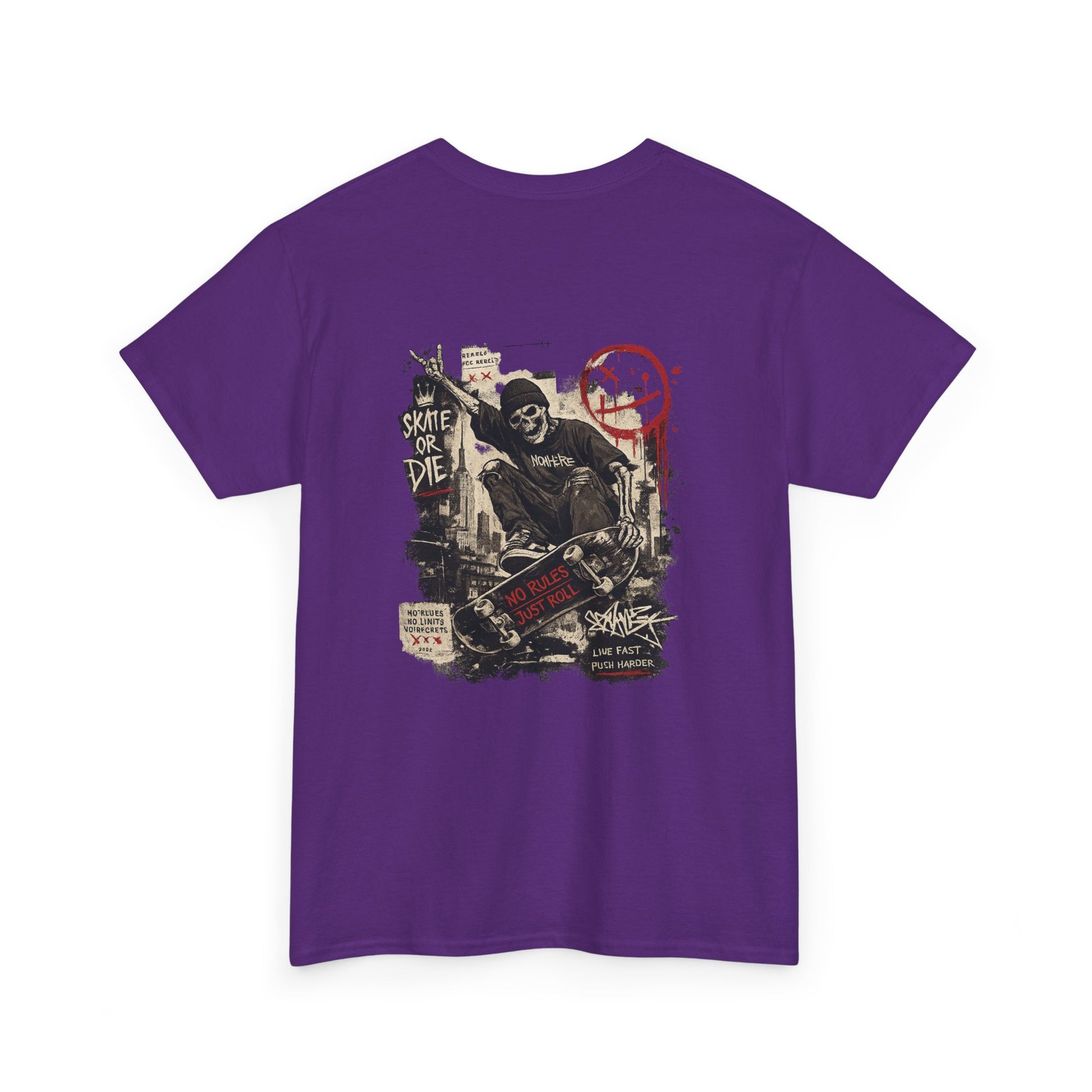 Grim Reaper Skateboard Graphic Tee – Vintage Punk Skate Shirt Printify