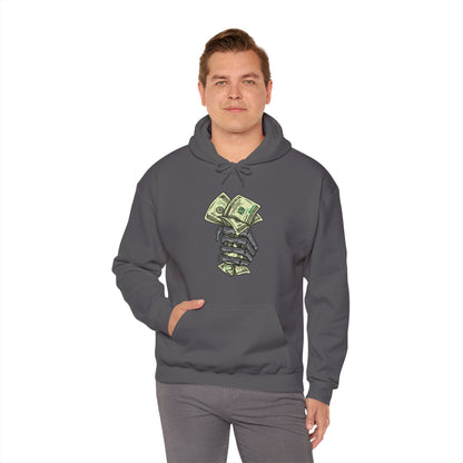 Custom Designed Heavy Blend™ Hooded Sweatshirt Skeletal Hand Gripping Stack of 100's front Printify