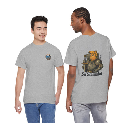 T-Shirt — "Sir Scamalot" Knight Satire Graphic Tee Printify