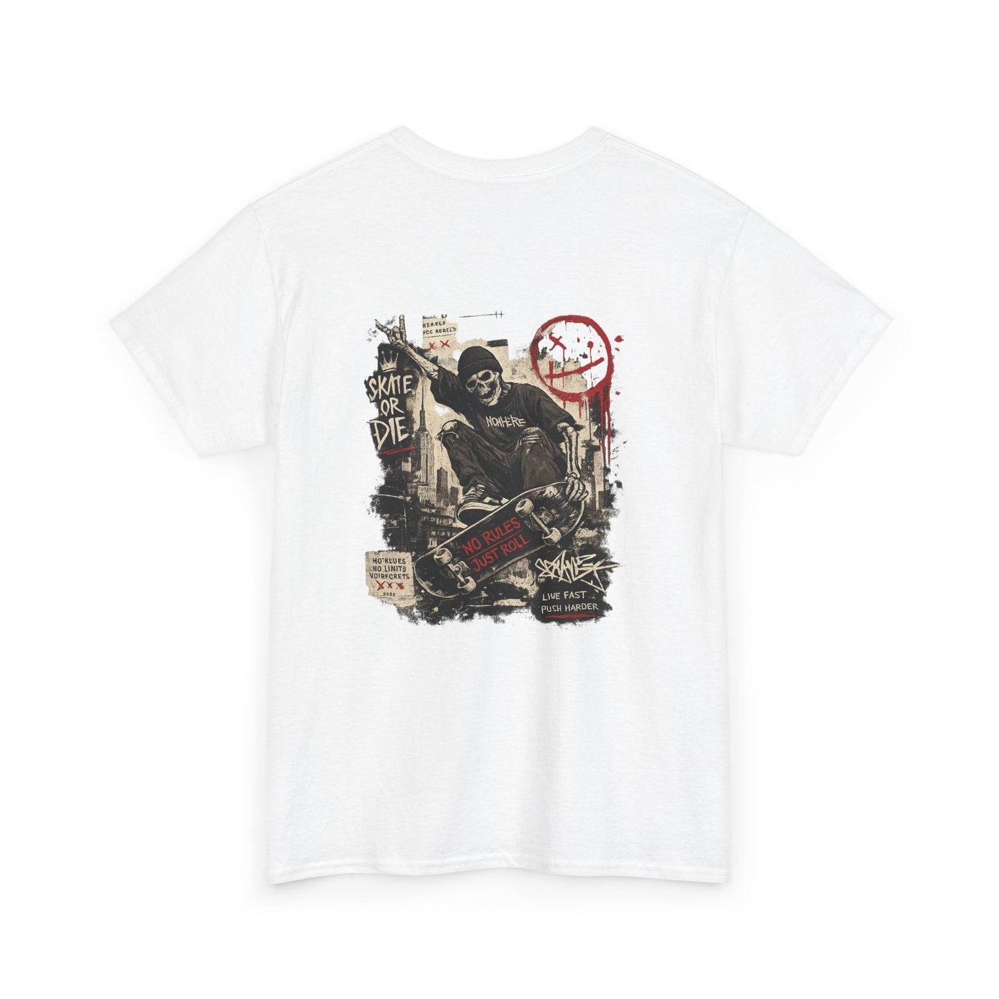 Grim Reaper Skateboard Graphic Tee – Vintage Punk Skate Shirt Printify