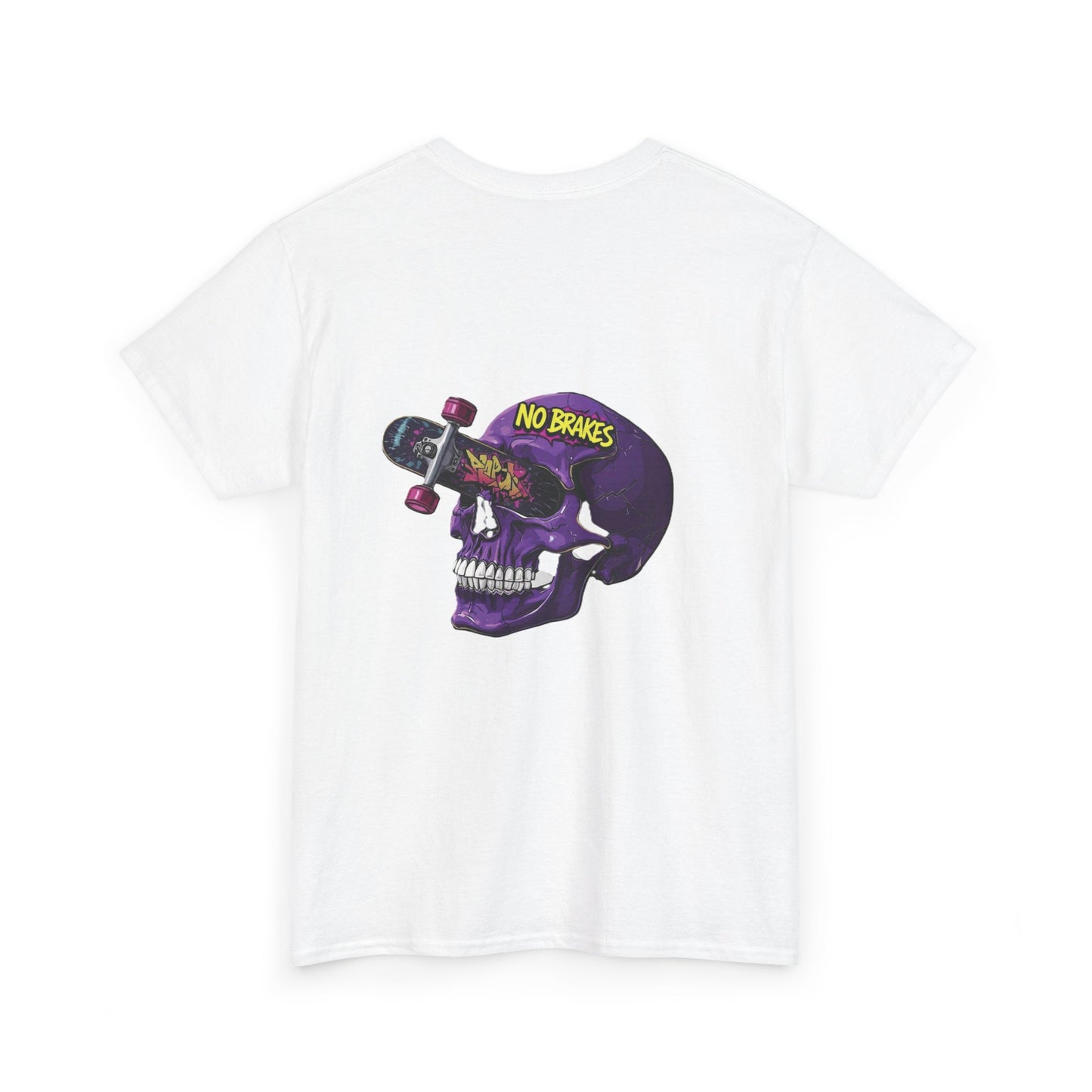 Skull Skateboard Tee — "No Brakes" Graphic Cotton Shirt Printify