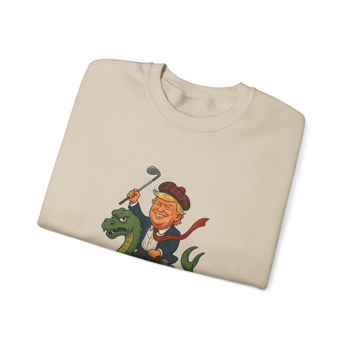 Funny Graphic Sweatshirt, Tea Time Nessie Crewneck, Gift for anyone, Quirky Lifestyle Apparel, Unisex Humor Clothing Printify