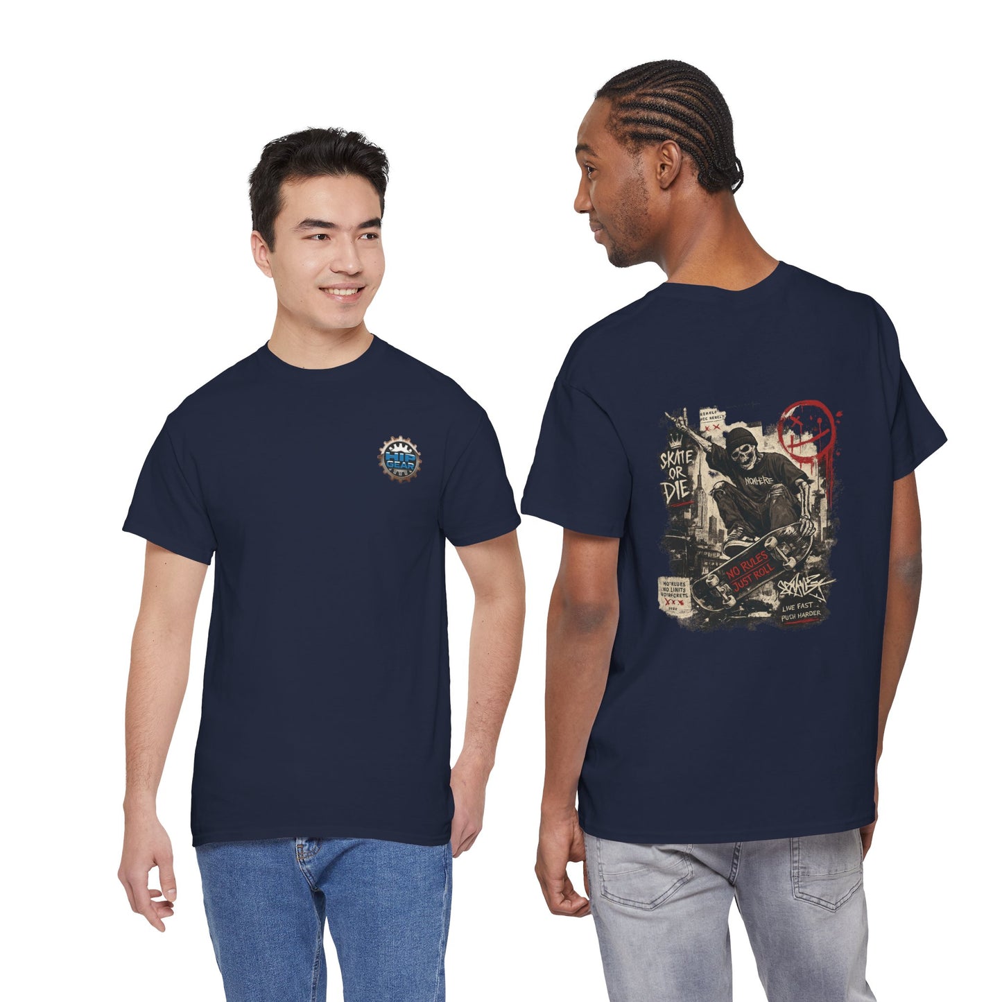 Grim Reaper Skateboard Graphic Tee – Vintage Punk Skate Shirt Printify