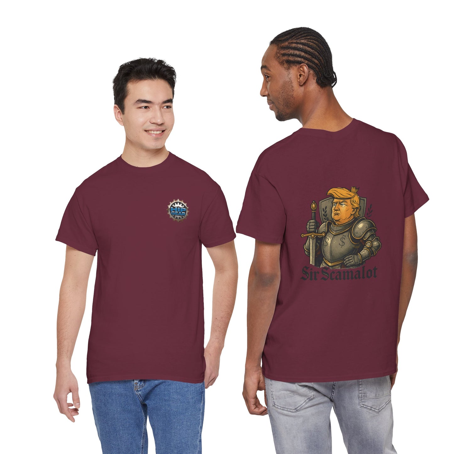 T-Shirt — "Sir Scamalot" Knight Satire Graphic Tee Printify