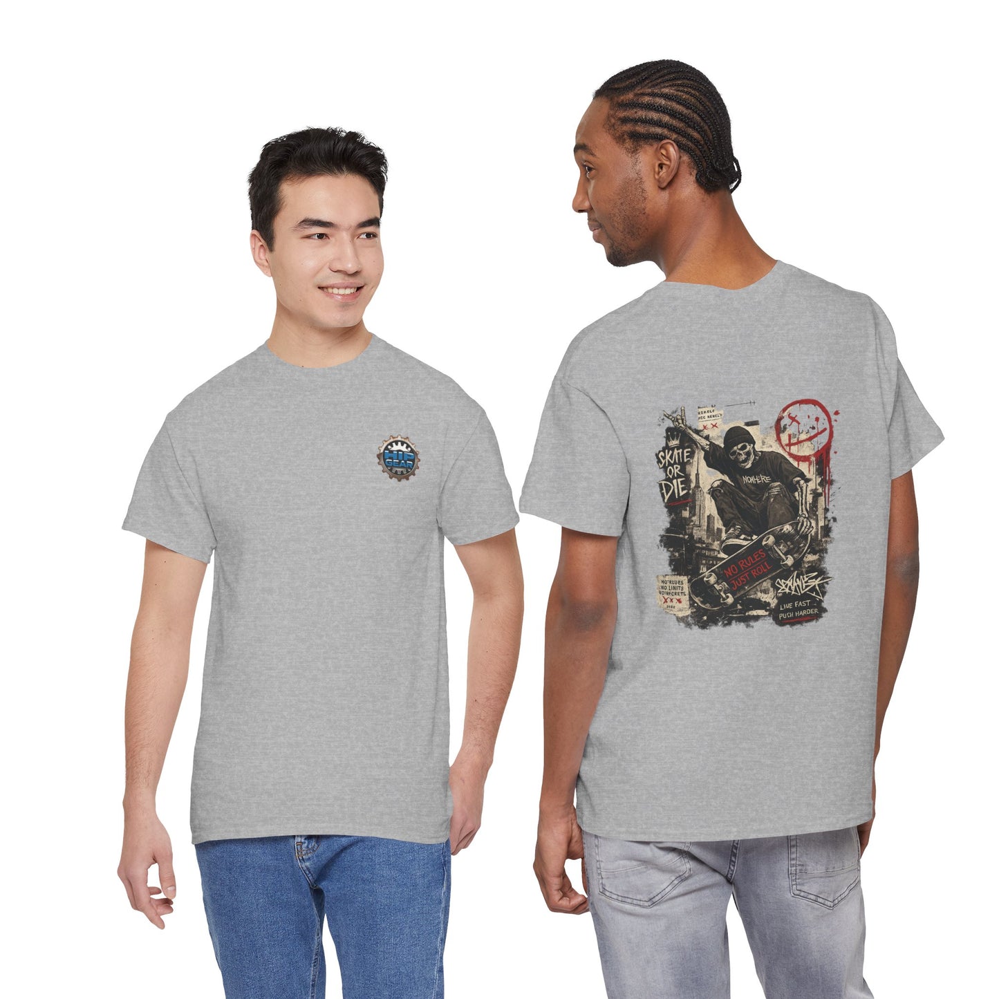 Grim Reaper Skateboard Graphic Tee – Vintage Punk Skate Shirt Printify