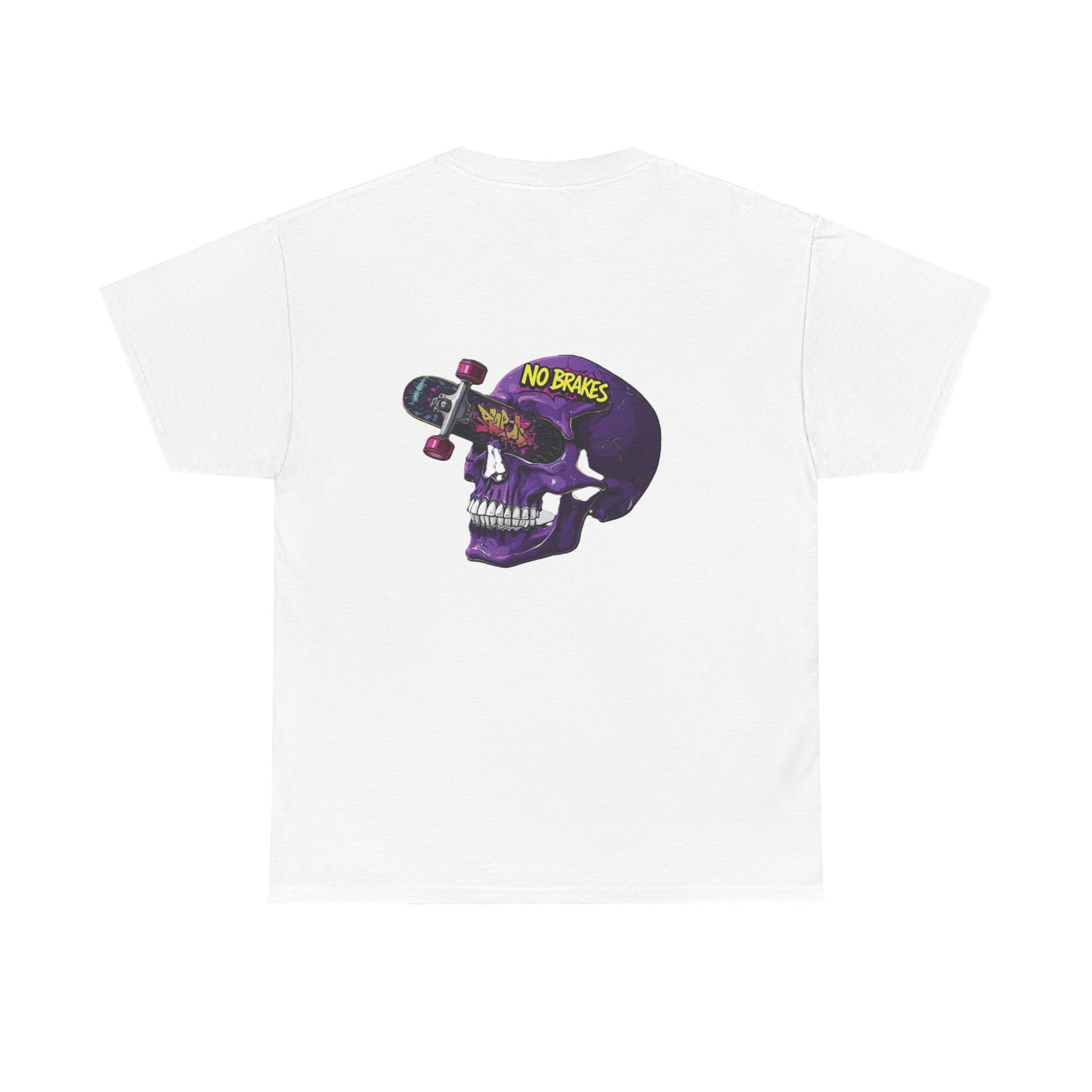 Skull Skateboard Tee — "No Brakes" Graphic Cotton Shirt Printify