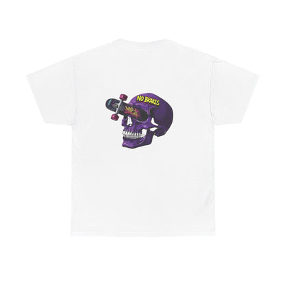 Skull Skateboard Tee — "No Brakes" Graphic Cotton Shirt Printify
