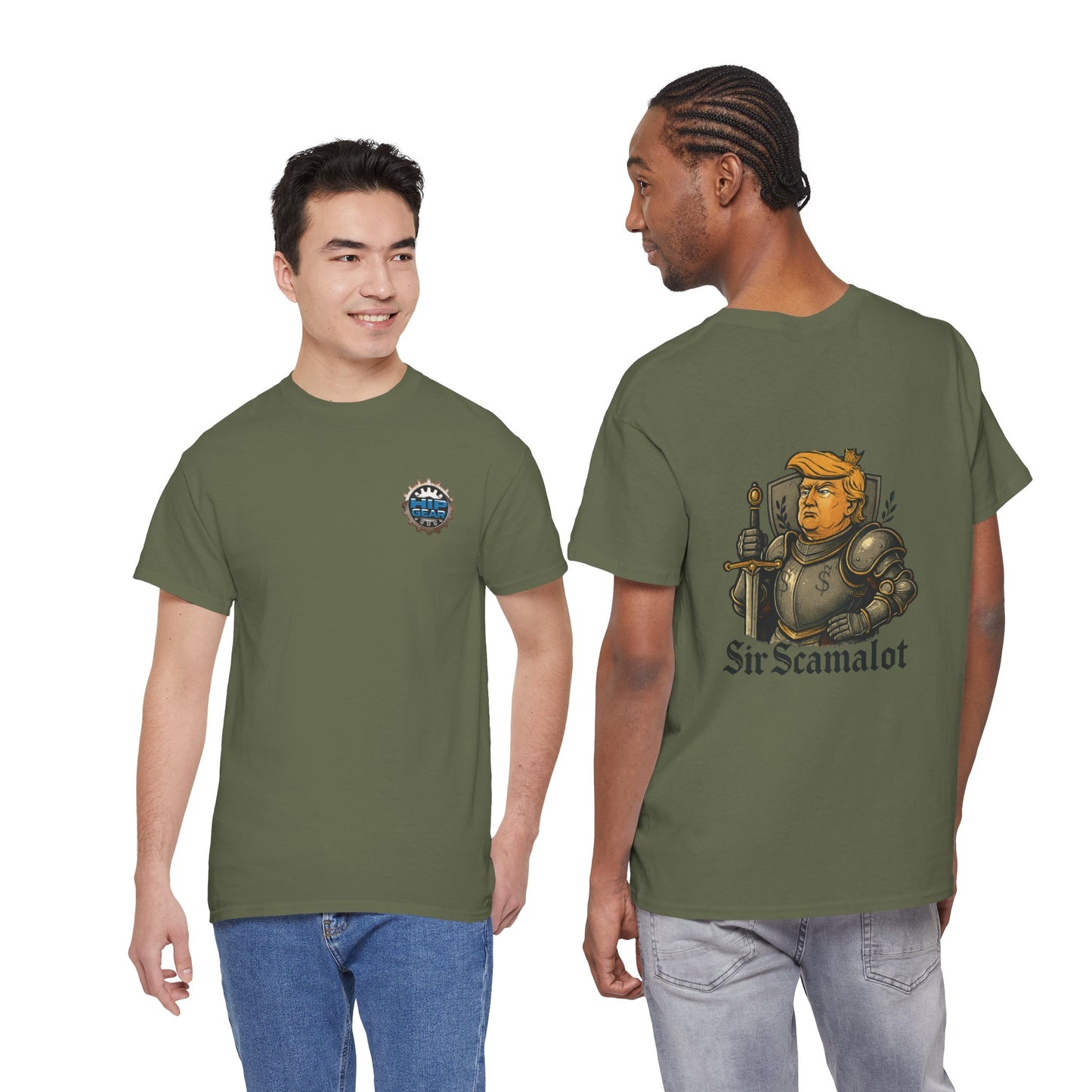 T-Shirt — "Sir Scamalot" Knight Satire Graphic Tee Printify