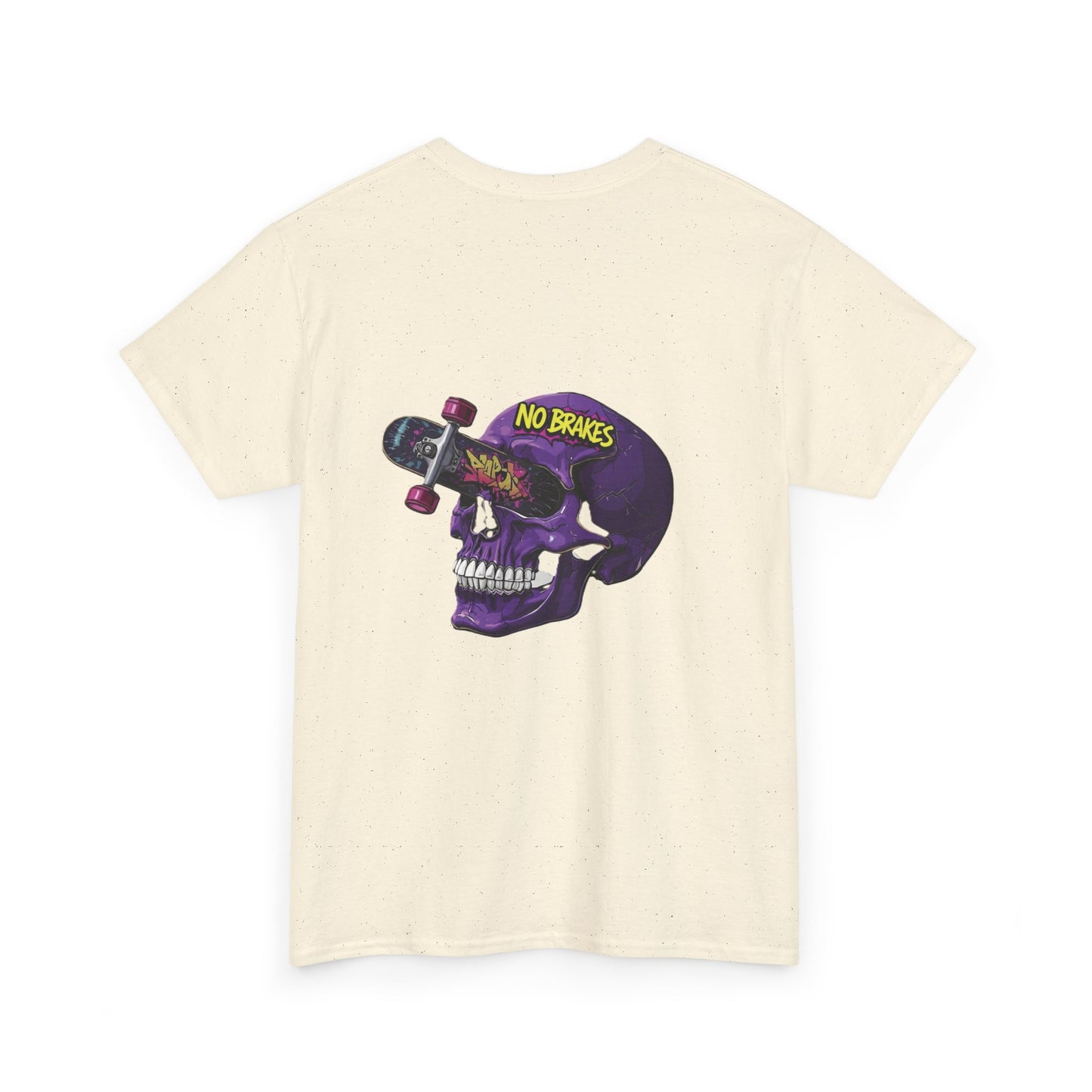 Skull Skateboard Tee — "No Brakes" Graphic Cotton Shirt Printify