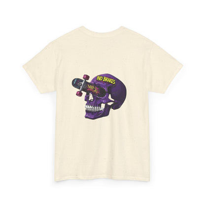 Skull Skateboard Tee — "No Brakes" Graphic Cotton Shirt Printify