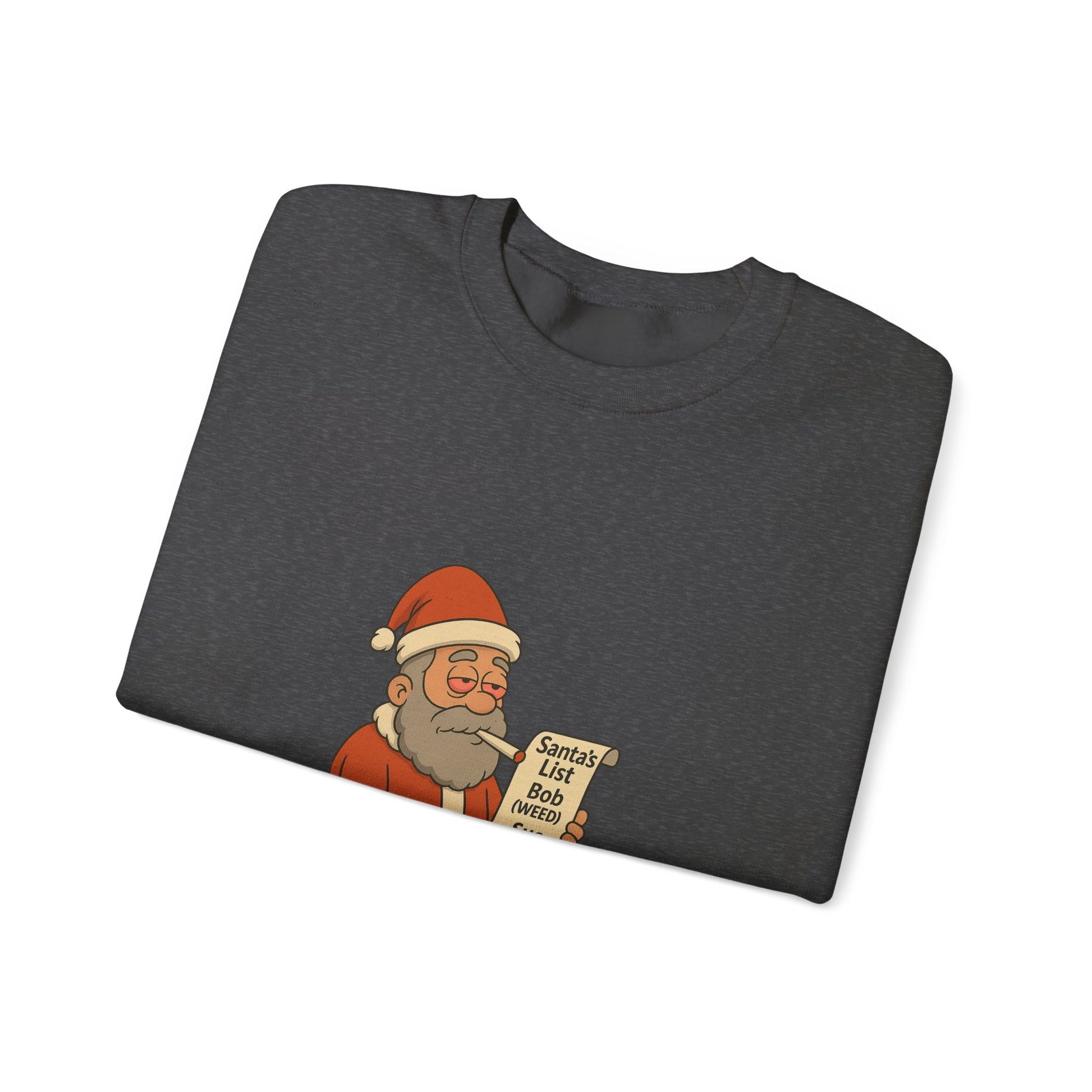 Santa Smoking Weed Holding Naughty & Nice List Crewneck Sweatshirt Printify