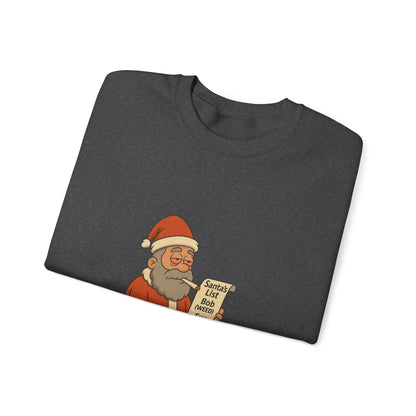 Santa Smoking Weed Holding Naughty & Nice List Crewneck Sweatshirt Printify