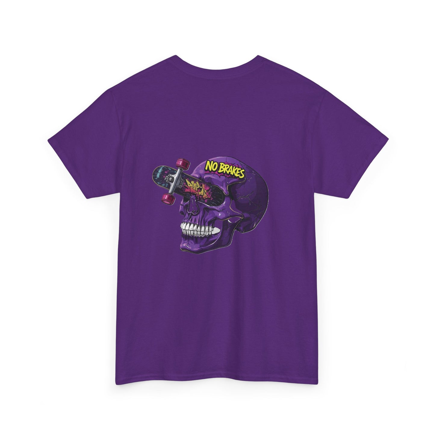 Skull Skateboard Tee — "No Brakes" Graphic Cotton Shirt Printify