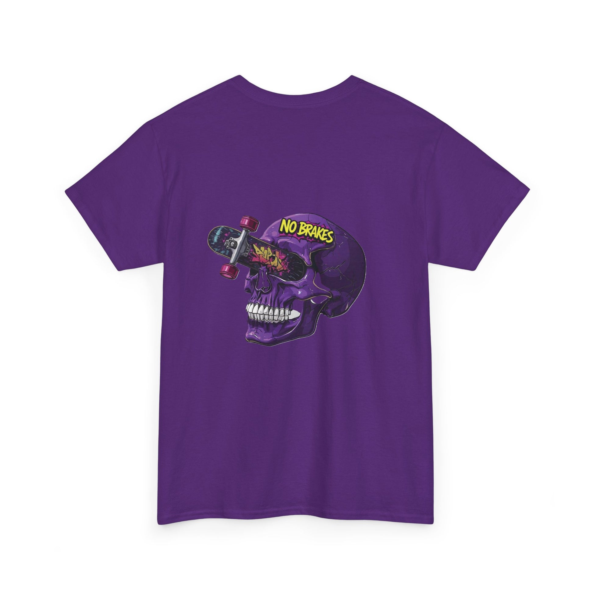 Skull Skateboard Tee — "No Brakes" Graphic Cotton Shirt Printify