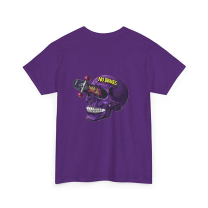 Skull Skateboard Tee — "No Brakes" Graphic Cotton Shirt Printify