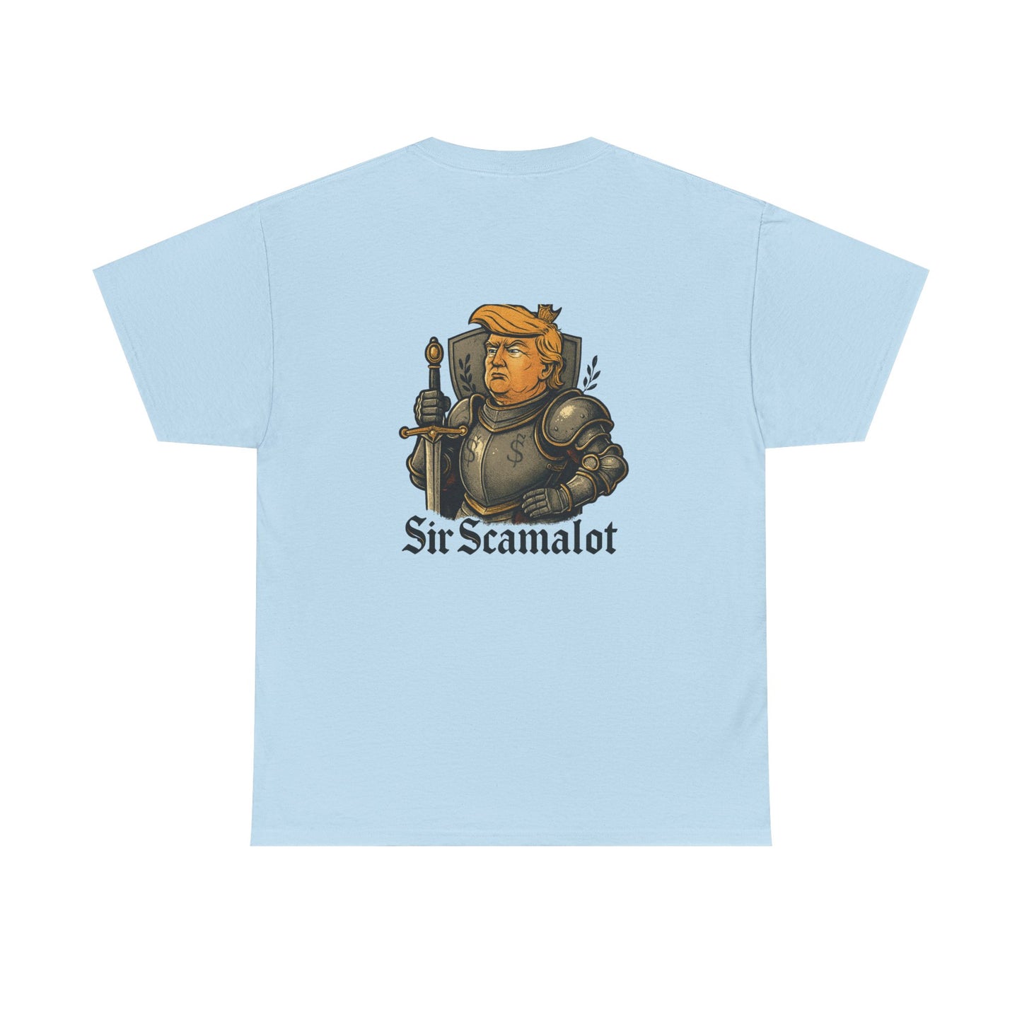T-Shirt — "Sir Scamalot" Knight Satire Graphic Tee Printify