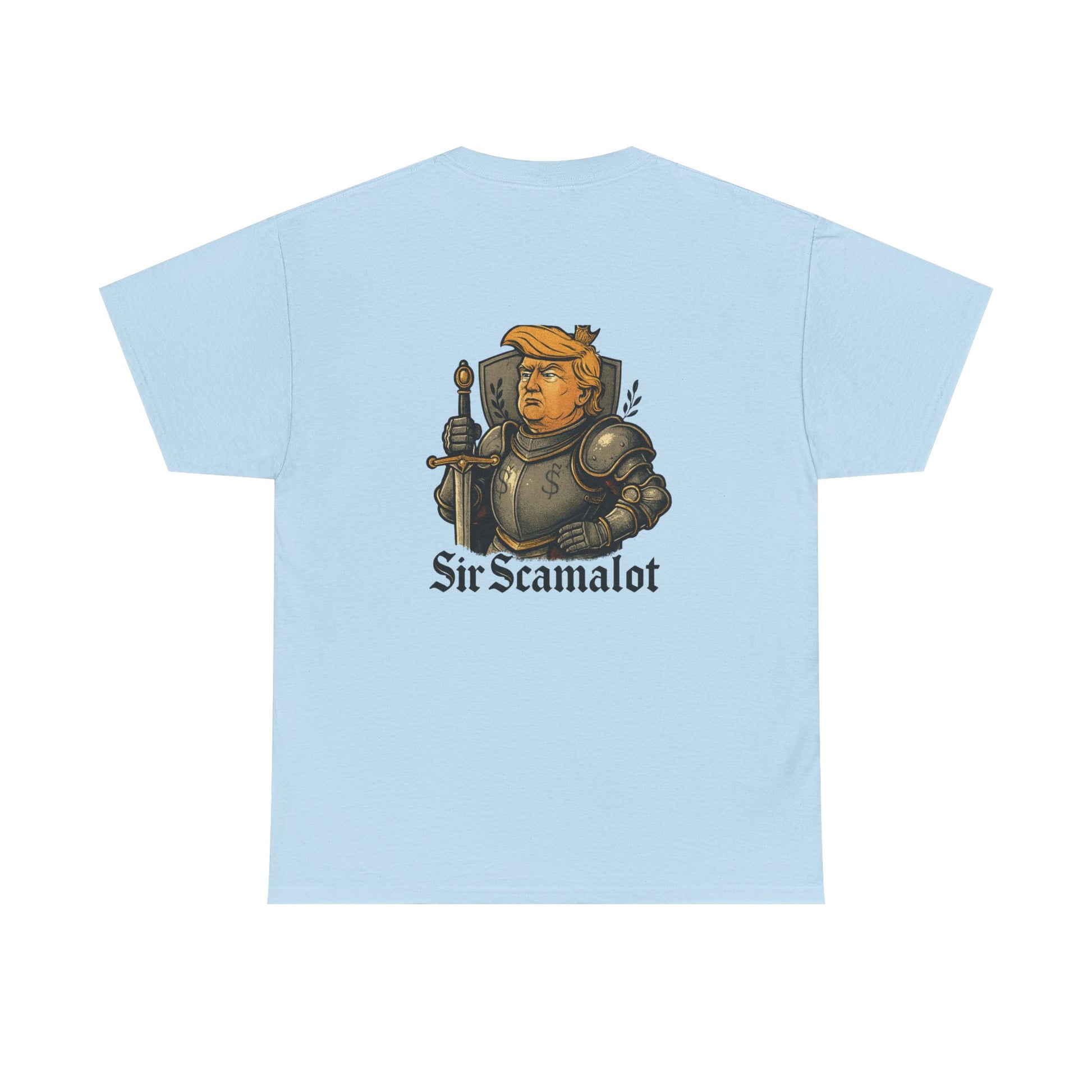 T-Shirt — "Sir Scamalot" Knight Satire Graphic Tee Printify