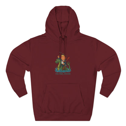 Nessie Tea Time Hoodie, Cozy Sweatshirt for Dragon Lovers, Gift for Tea Enthusiasts, Fun Highland Mythology Apparel, Comfortable Casual Wear Printify