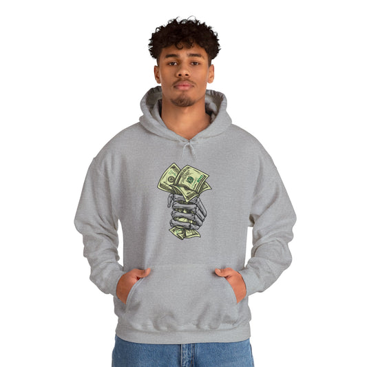 Custom Designed Heavy Blend™ Hooded Sweatshirt Skeletal Hand Gripping Stack of 100's front Printify
