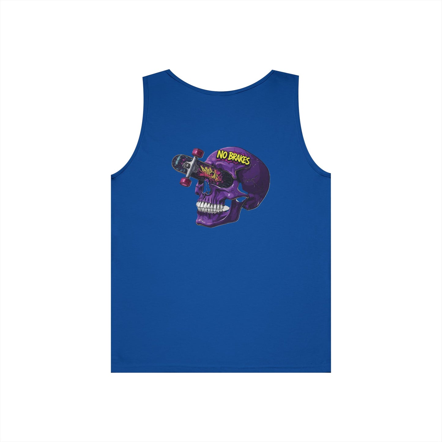 Skate Skull Tank Top – "No Brakes" Graphic Sleeveless Tee Printify
