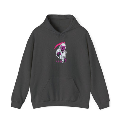 Hoodie — Pink Grim Reaper Illustration "UOme" Streetwear Pullover Printify