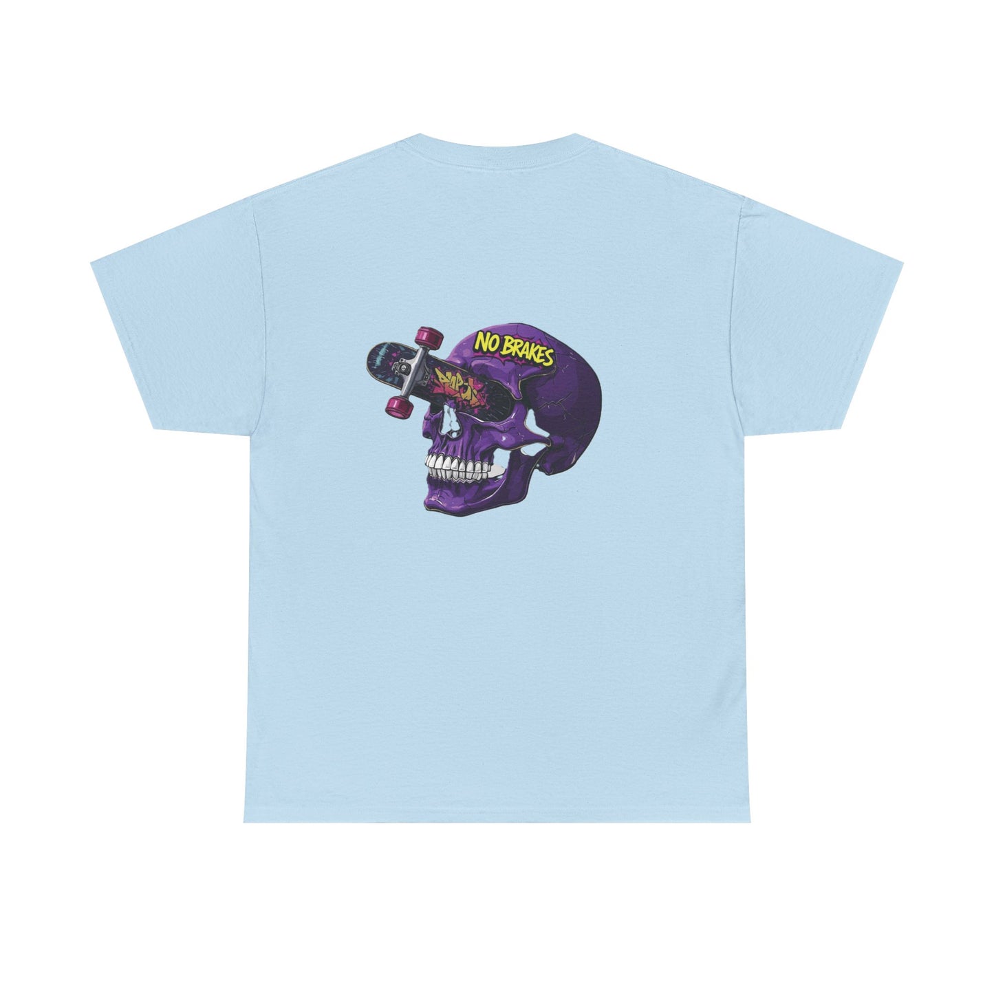 Skull Skateboard Tee — "No Brakes" Graphic Cotton Shirt Printify