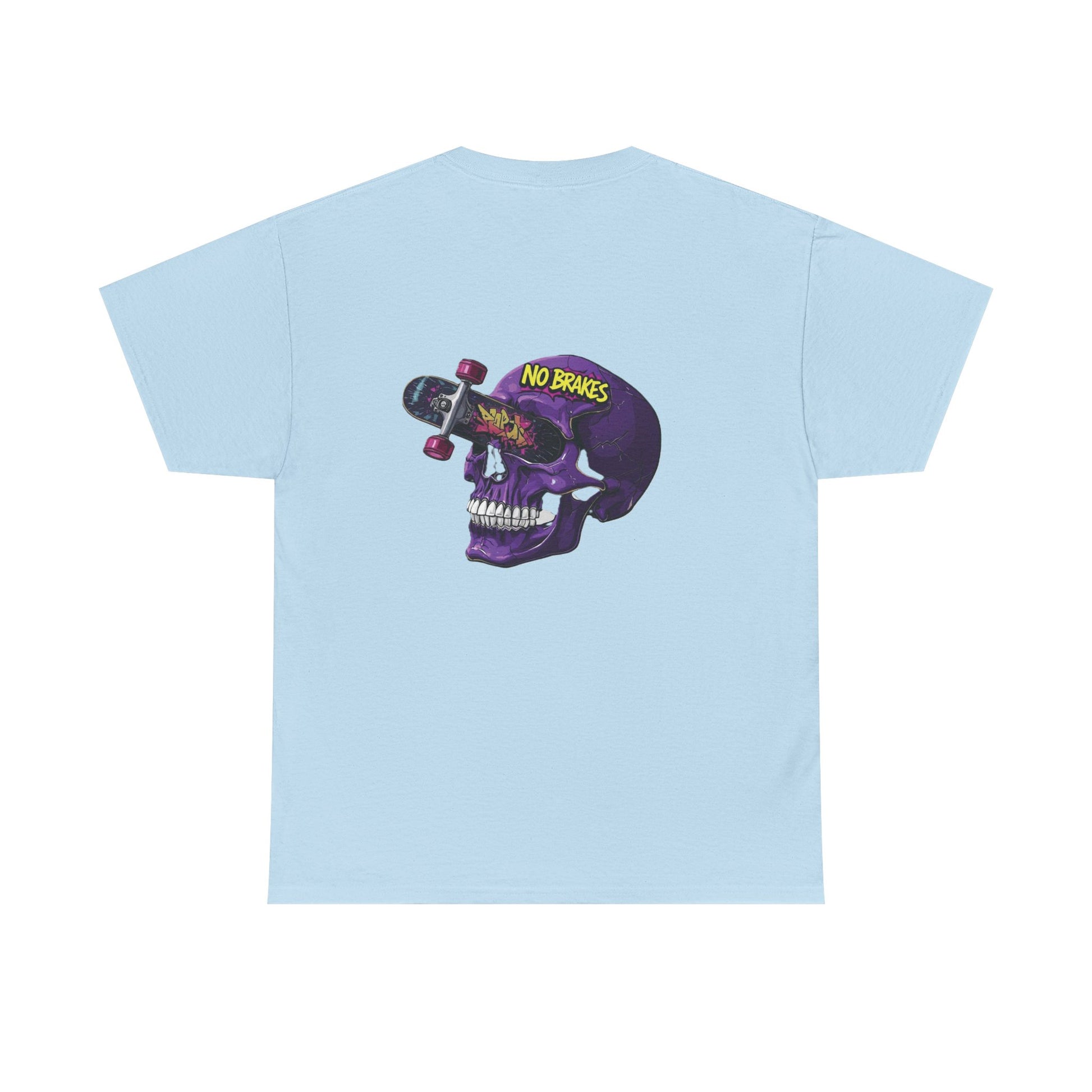 Skull Skateboard Tee — "No Brakes" Graphic Cotton Shirt Printify