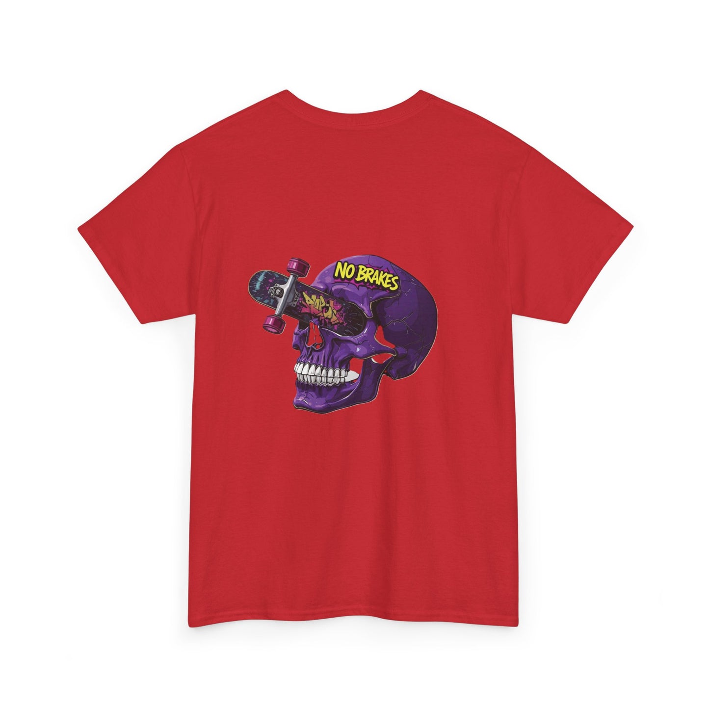 Skull Skateboard Tee — "No Brakes" Graphic Cotton Shirt Printify