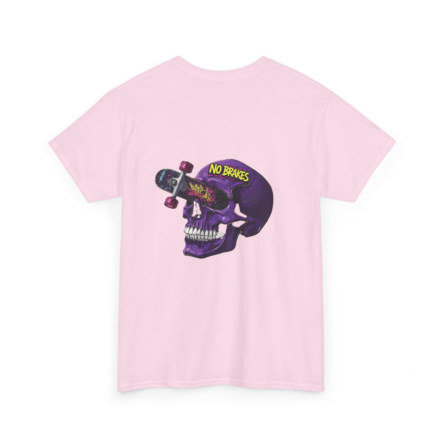 Skull Skateboard Tee — "No Brakes" Graphic Cotton Shirt Printify