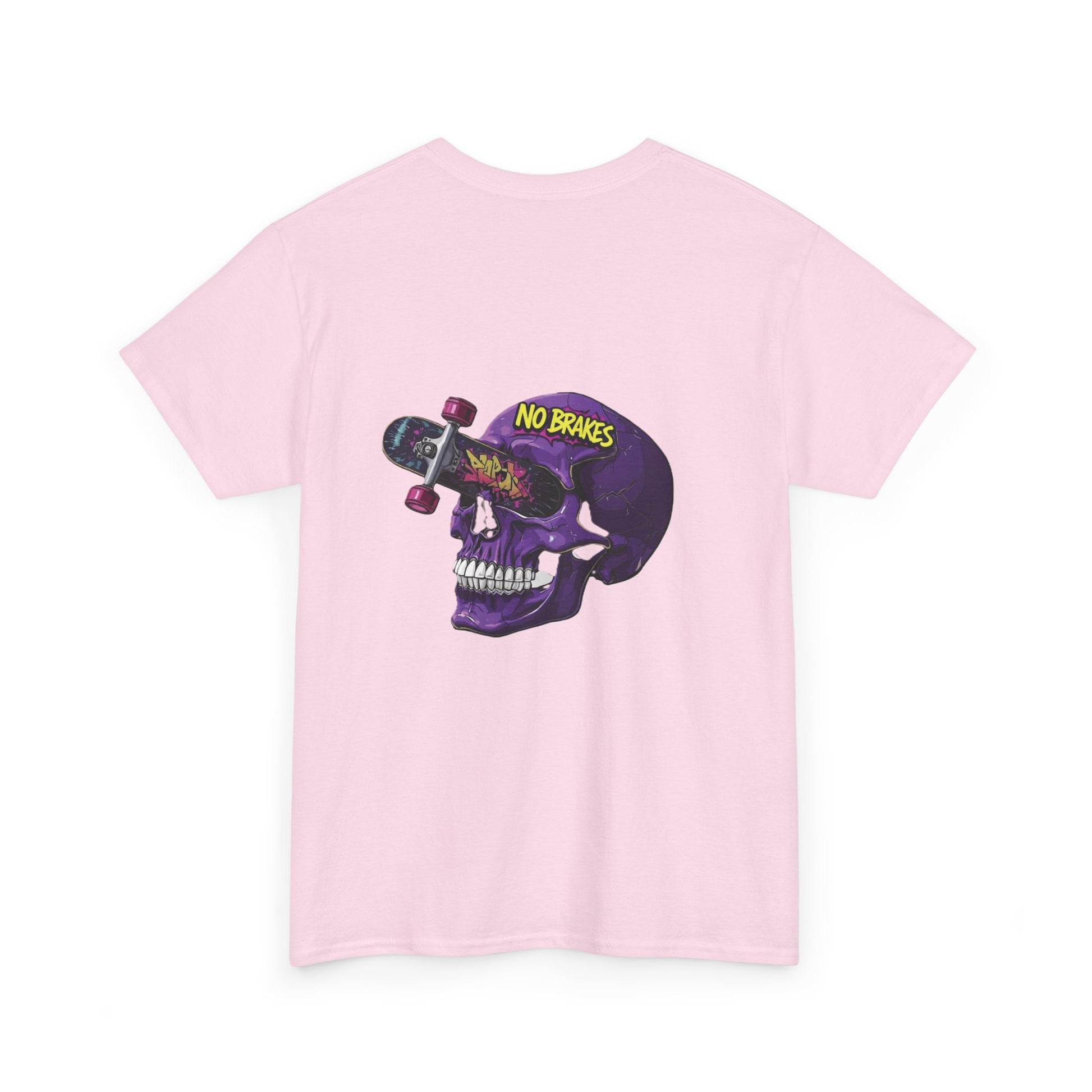 Skull Skateboard Tee — "No Brakes" Graphic Cotton Shirt Printify