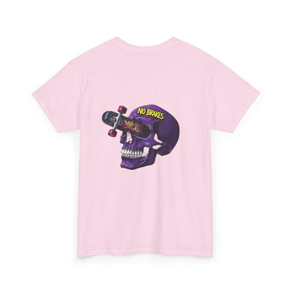 Skull Skateboard Tee — "No Brakes" Graphic Cotton Shirt Printify