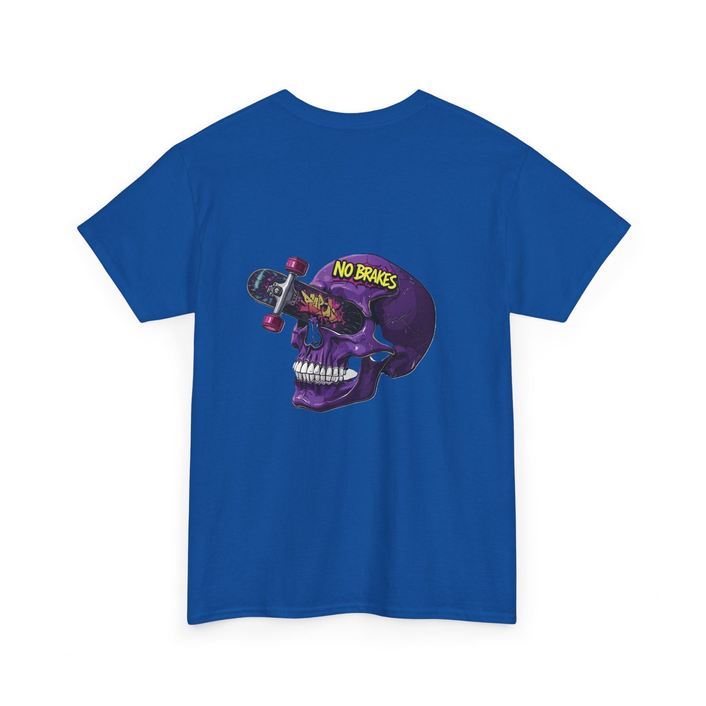 Skull Skateboard Tee — "No Brakes" Graphic Cotton Shirt Printify