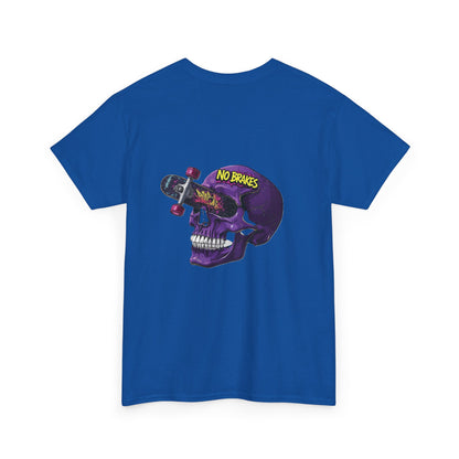 Skull Skateboard Tee — "No Brakes" Graphic Cotton Shirt Printify